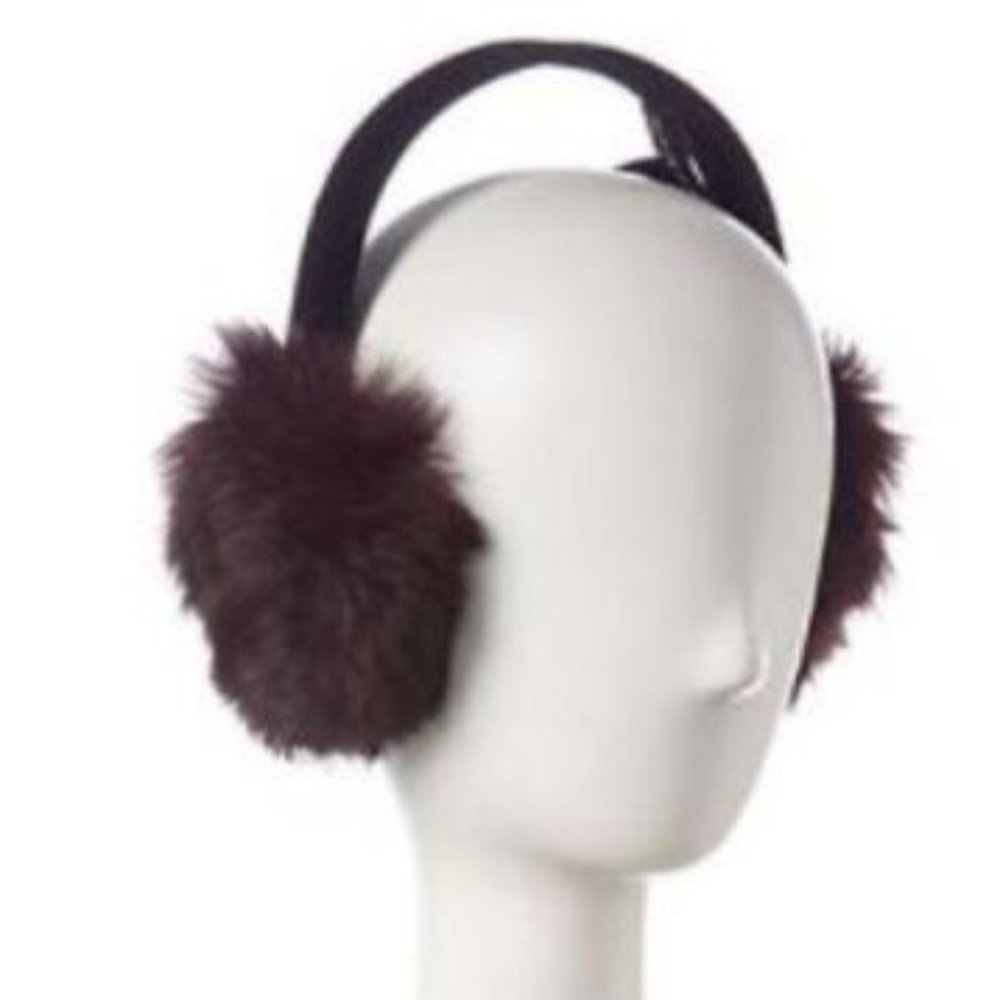 Adrienne Landau Real Rabbit Fur Earmuffs - Wine